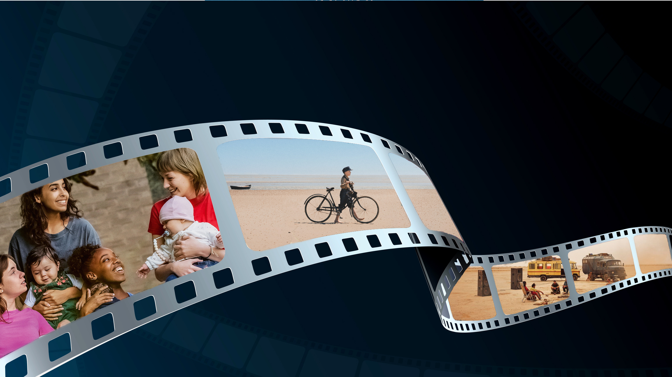 En filmrulle med bilder på filmer.
