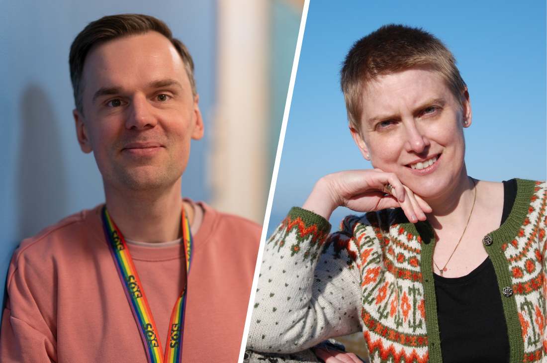 Porträtt på Marcus Jensfelt, psykoterapeut och Malin Fors, specialistpsykolog.