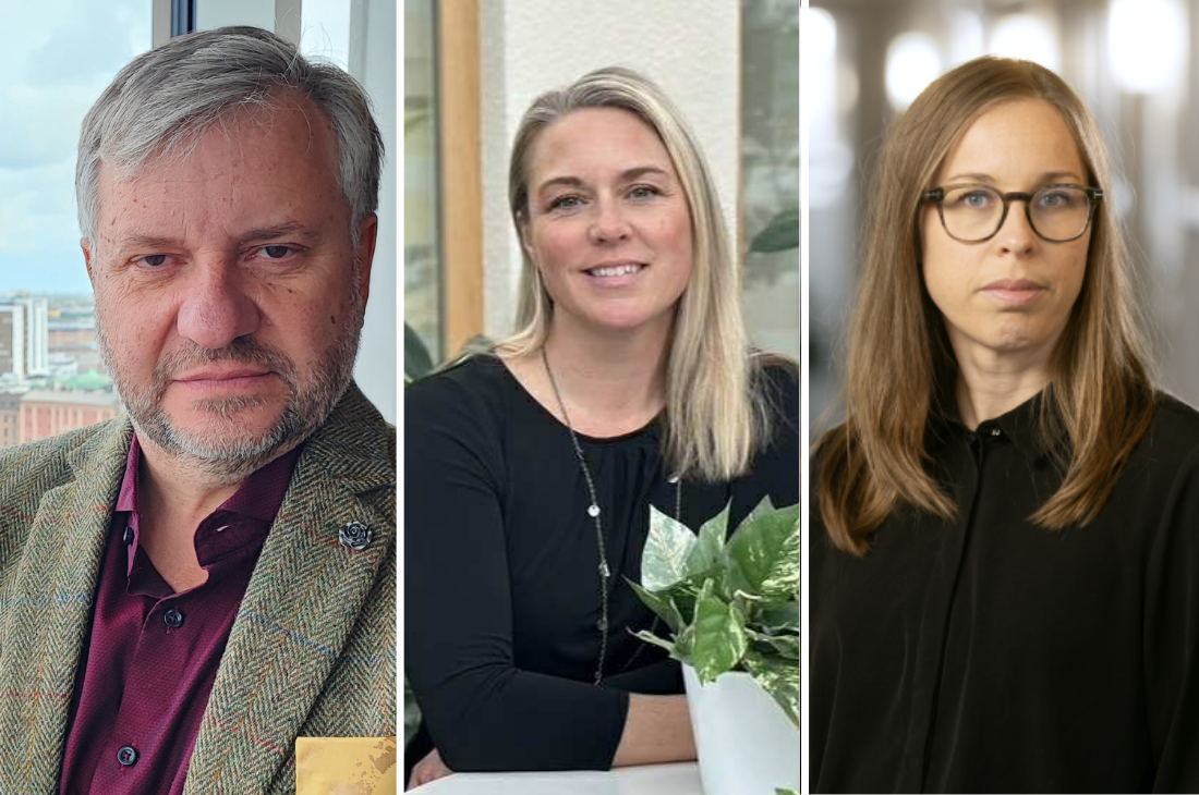 Porträtt på Alexandru Panican, Anna Petersén och Therese Olmsäter. Foto: Press