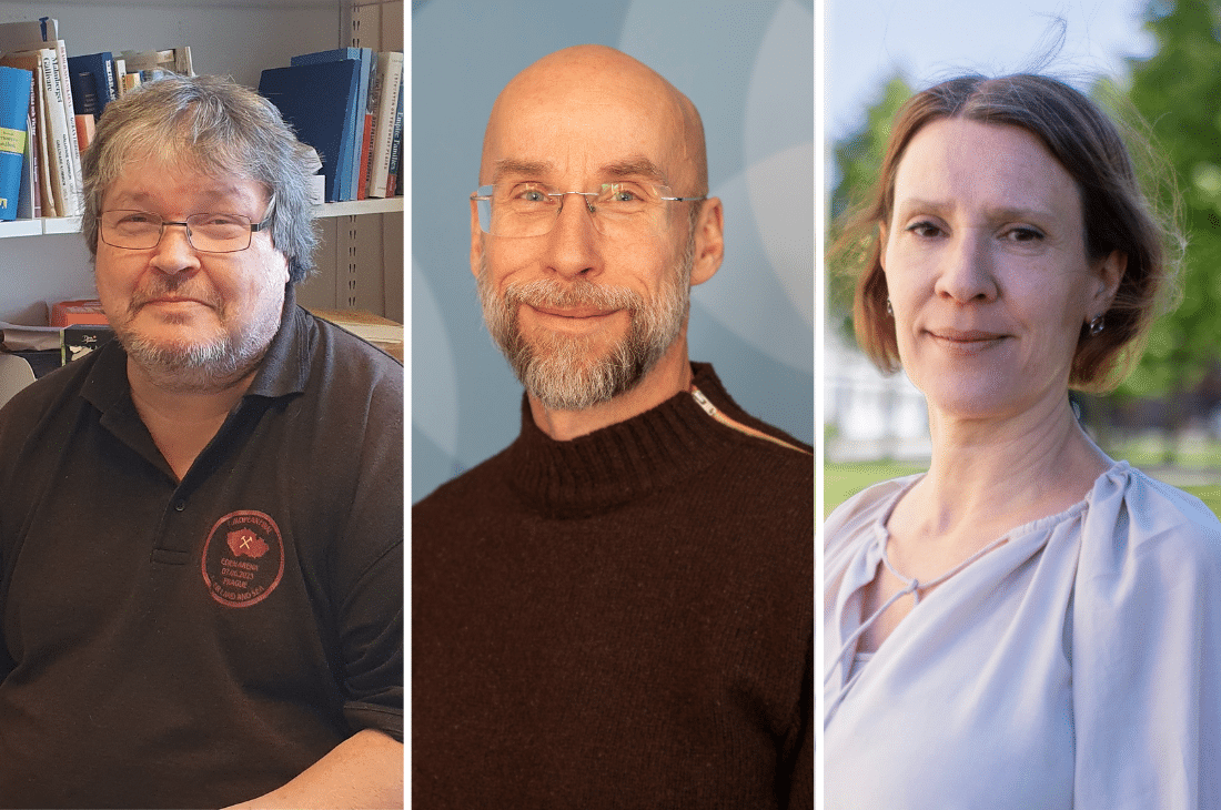 Porträttbilder på Daniel Nilsson Ranta, Fredrik Hjulström och Josefin Westerberg Jacobson.