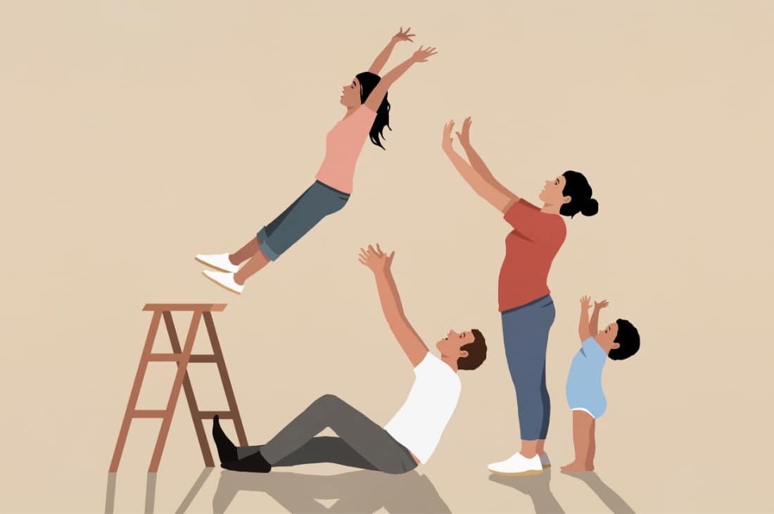 Illustration på en barnfamilj