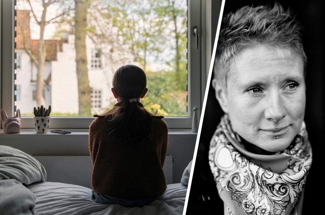 Porträtt på Sofia rapp och en ensam flicka till krönikan om barn i familjehem