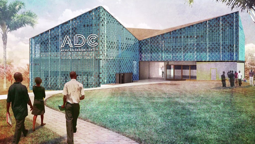 Förslag till en framtida byggnad för African Design Center. Arkitekter är MASS Design Group.