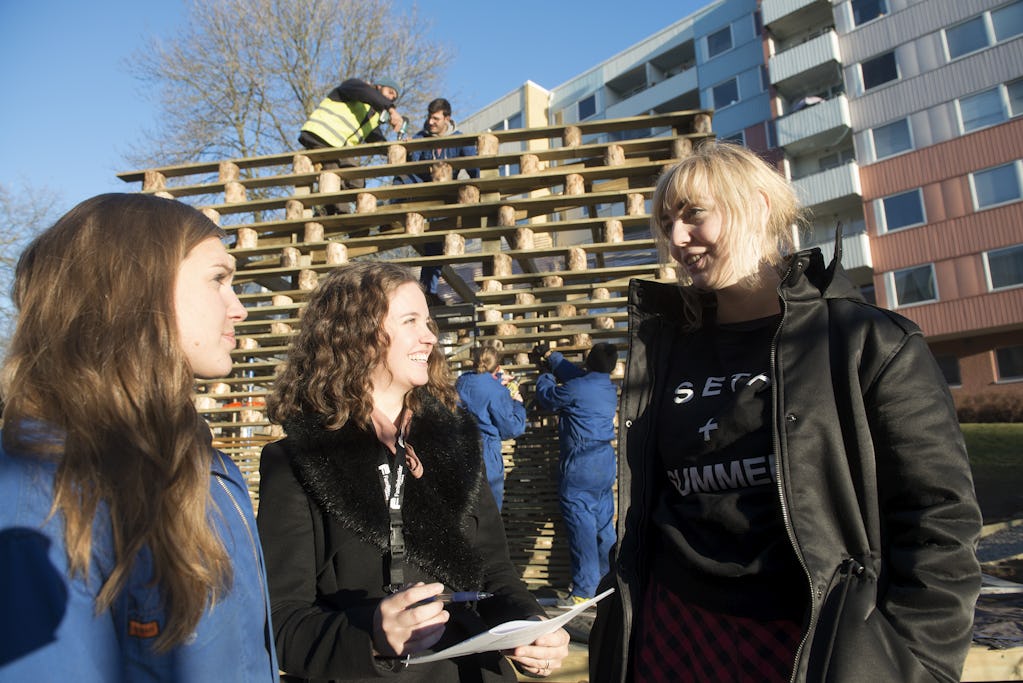 Annsofi Björkman arkitektstudent från Chalmers, Josephina Wilson och Beatrice Klein - alla en del av projektet på Siriusgatan 