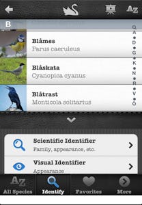 Alla fågelarterna i appen är inte så vanliga i Sverige.