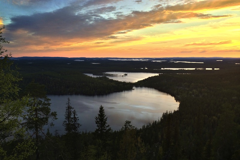 Typisk miljö i Östra Finland, skog, sjöar och åter skog och sjöar.
