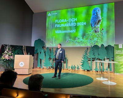 Mark Marissink, chef för SLU Artdatabanken, höll ett bra inledningstal under årets Flora- och faunavårdskonferens.