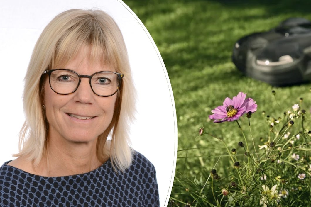 Karolina Zenk och robotgräsklippare.