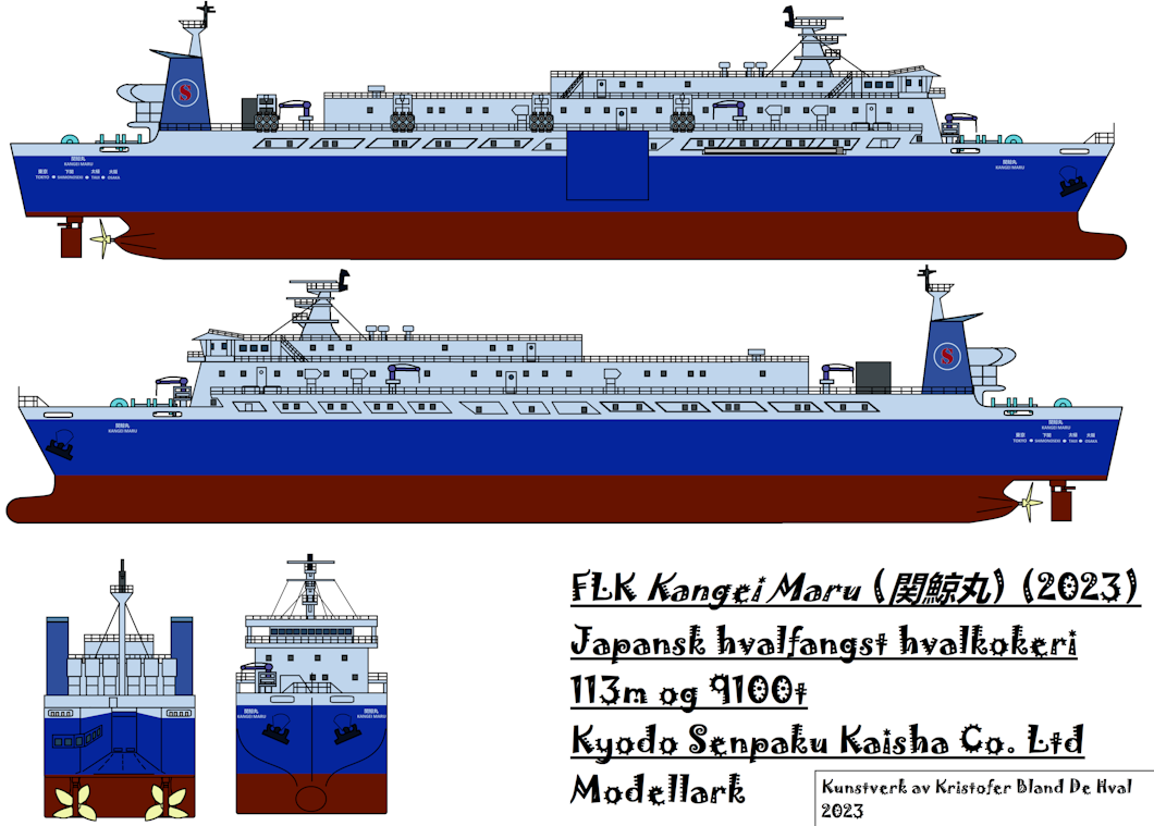 Ritning över valjaktsfartyget Kangei Maru.