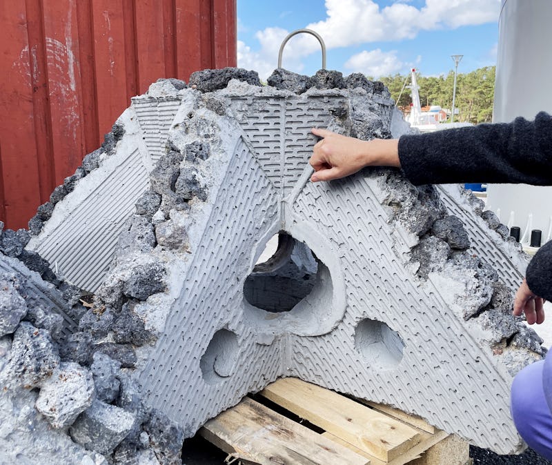 Detaljer på en av betongsuggorna.