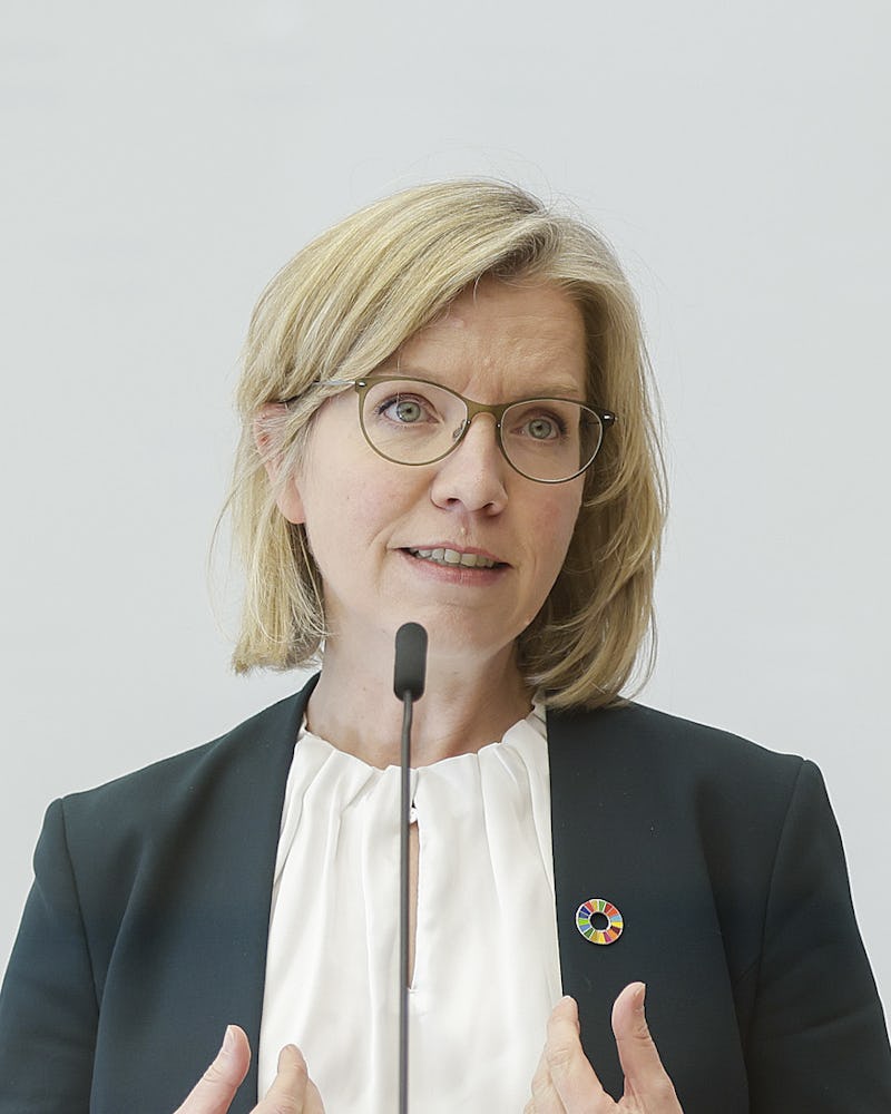 Leonore Gewessler, medlem i Österrikes miljöparti och miljöminister i en konservativ regering sedan 2020.