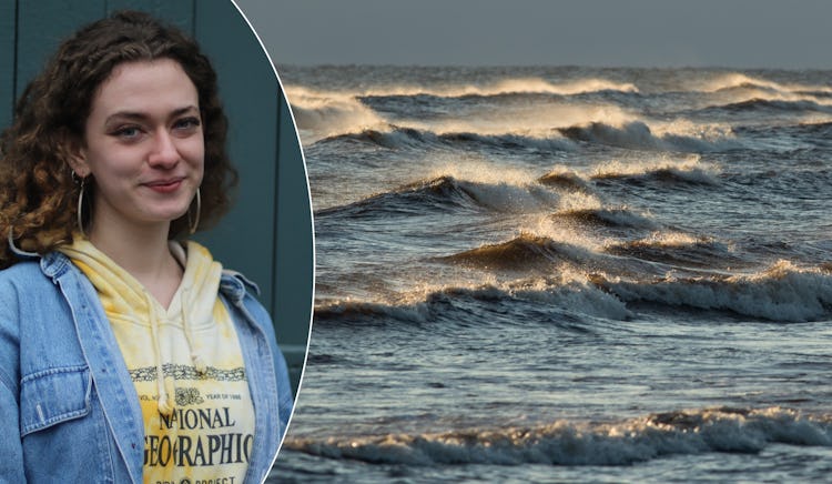 Fältbiologernas ordförande Regan McEnroe inklippt i en bild på Östersjön.