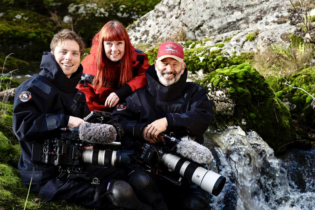 Teamet bakom Fiskarnas rike: manusförfattaren Maria Ålander, filmfotografen Johan Falklind och producenten Martin Falklind.